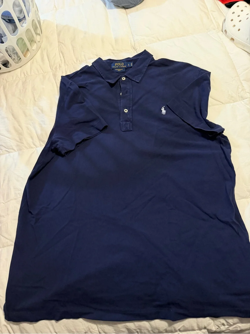Ralph Lauren Navy Blue Polo Shirt with Embroidered Pony.